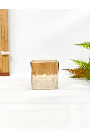 Porta Velas Ambar em Vidro Quadrado Pequeno