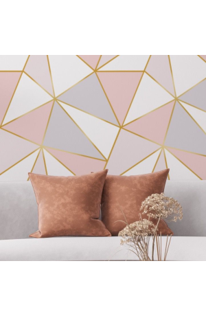 Papel de Parede Autoadesivo Triangulos Grandes Com Dourado