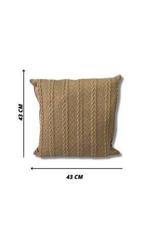 Capa de Almofada Marrom Modelo de Linhas Bordada 43x43cm
