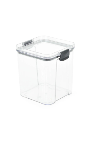 Pote Hermético Quadrado Transparente Com Trava - Preta 1000ml