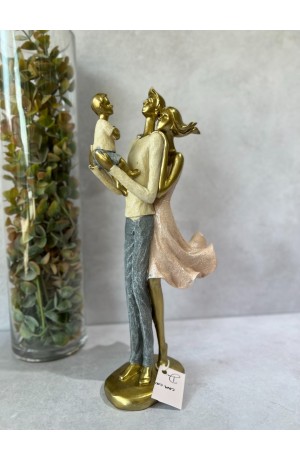 Escultura Casal com Filho em Resina