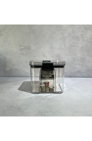 Pote Hermético Quadrado Transparente Com Trava - Preta 700ml