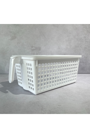 Caixa Organizadora de Plástico Branca com Tampa Médio