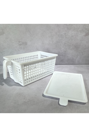 Caixa Organizadora de Plástico Branca com Tampa Médio