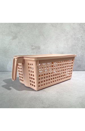 Caixa Organizadora de Plástico Rosa com Tampa Médio