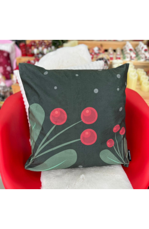 Capa de Almofada Cereja de Natal Veludo 43x43cm