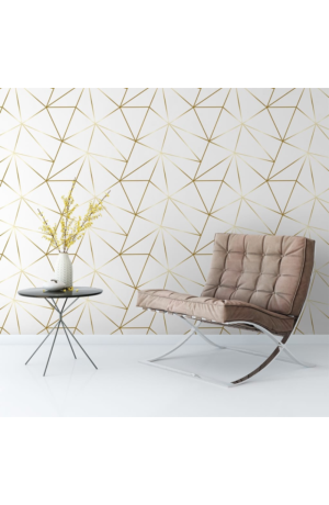 Papel de Parede Autoadesivo Zara Off White com Dourado.