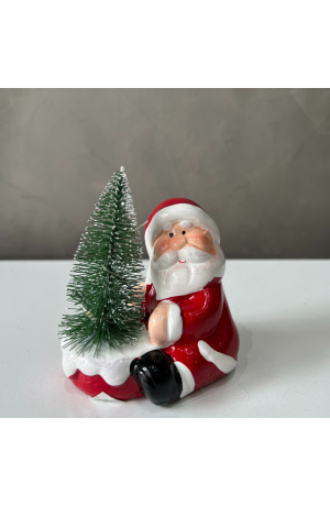 Enfeite Noel com Árvore e Neve de Led