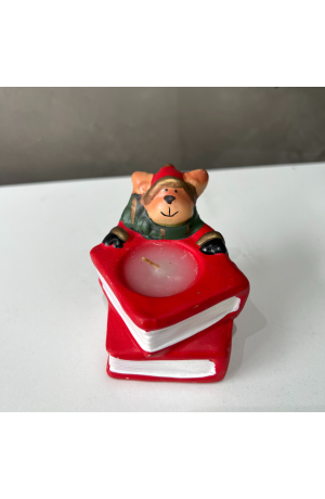 Vela Rena Vermelha com Formato de Livro