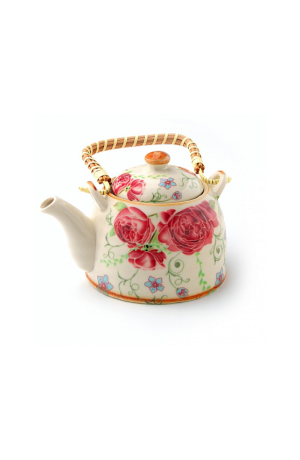 Bule Decorativo de Porcelana Floral - Branco 