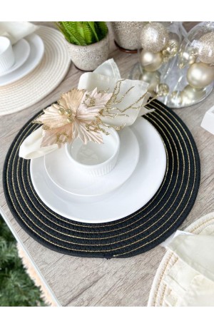 Jogo Americano Preto com Detalhes Dourado