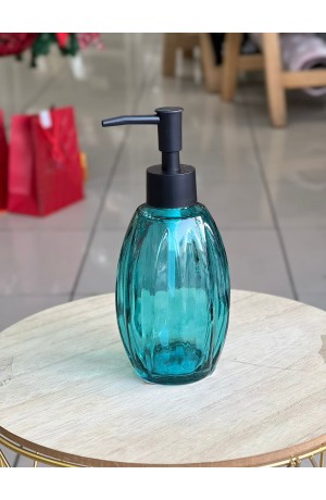 Porta Sabonete Liquido de Vidro Azul 320ml