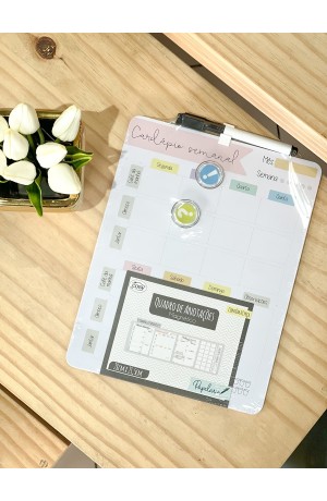 Lousa p/anotação Cardapio semanal ROSA