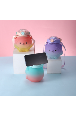 Garrafa Squeeze Ursinho Degradê com Adesivos 1000ml - Marrom