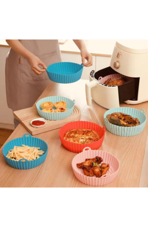 Forma Azul de Silicone para Air fryer  Redonda