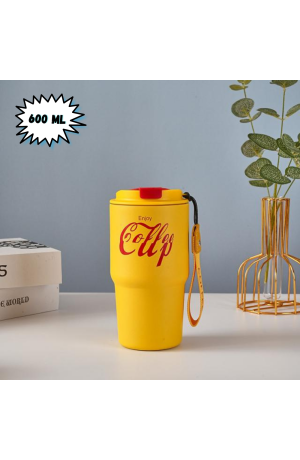 Copo Amarela Térmica de Inox com Tampa 600 ml 