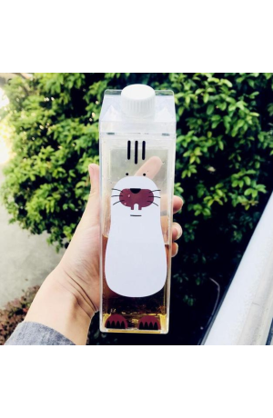 Garrafa Plástica em Forma de Caixa de Leite 500ml Decorada 