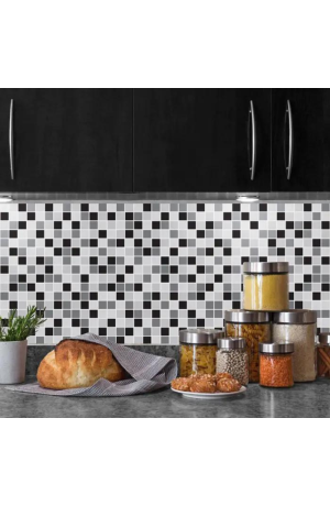 Papel de Parede Autoadesivo Pastilhas Preta e Branca