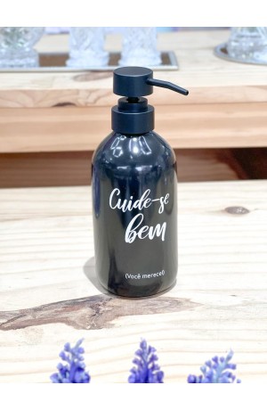 Porta Sabonete Liquido Preto de Porcelana 