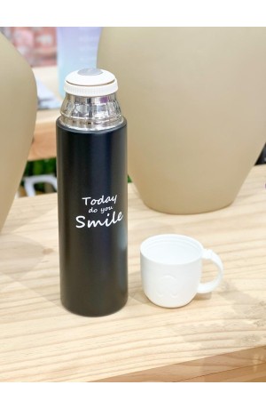 Garrafa Preta Térmica com Copo - 500ml