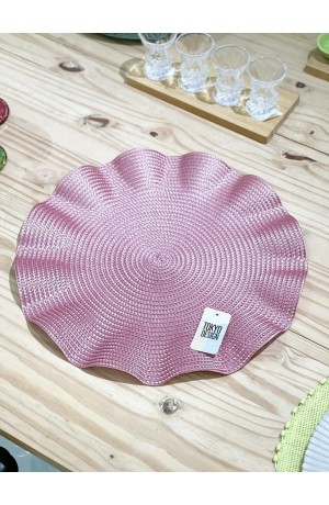 Jogo Americano Ondulado Redondo Rosa