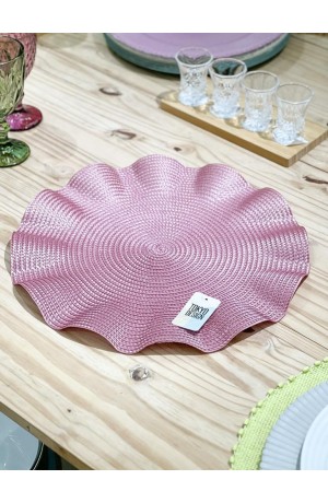 Jogo Americano Ondulado Redondo Rosa