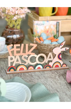 Enfeite Feliz Páscoa de MDF