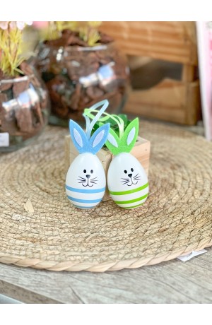 Kit com 2 Ovinhos Decorativos Páscoa Azul e Verde