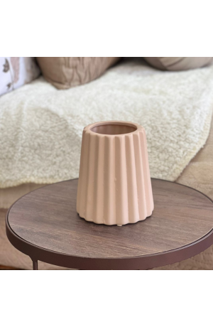 Cachepot Geométrico Madag Fosco Nude em Cerâmica