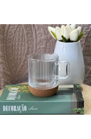 Caneca de Vidro com Base de Cortiça