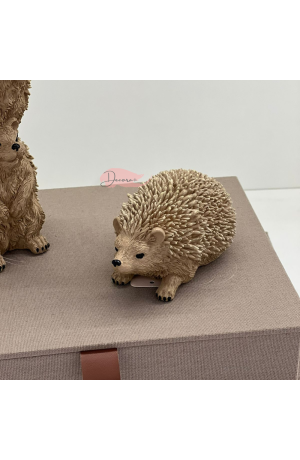 Escultura Ouriço em Poliresina Bege 6cm