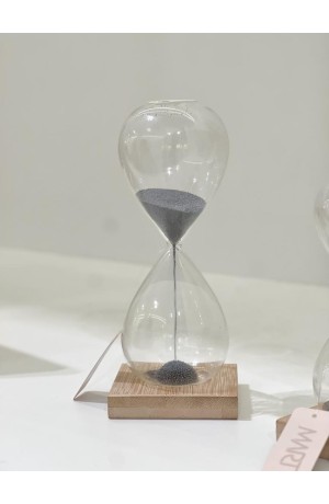 Ampulheta Decorativa Cinza Magnetica em Vidro 18cm