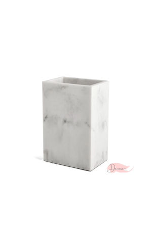 Porta Escovas em Poliresina Mármore Branco 12x8x5,5cm