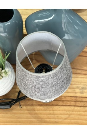 Abajur de Mesa Cinza em Cerâmica