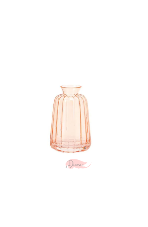 Vaso de Vidro Canelado - Rosa 11cm X 7cm
