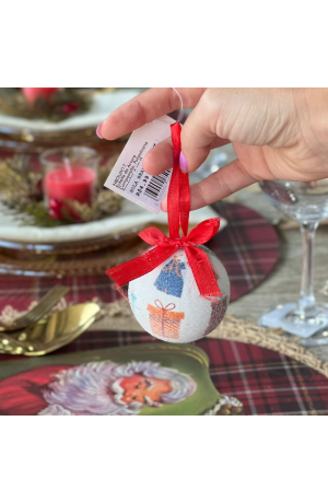 Bola Branca Nevada de Natal 6cm Mod 3