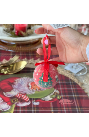 Bola Vermelha Nevada de Natal 6cm Mod 3