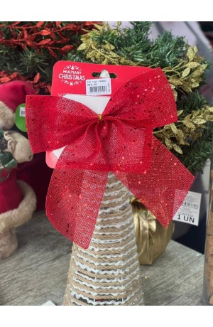 Enfeite de Natal - Laço Vermelho com Glitter