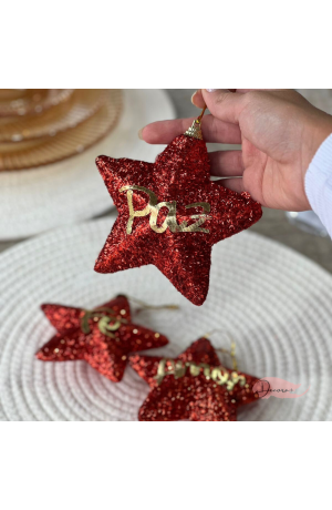 Enfeite de Natal Estrela Vermelha 