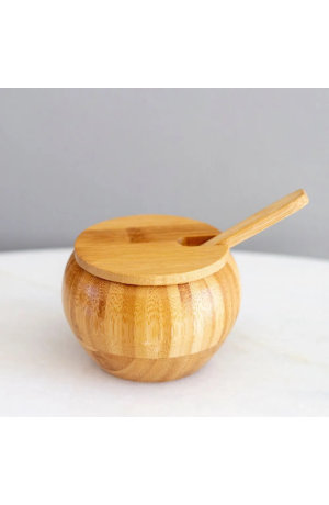 Açucareiro de Bambu com Colher Rústica