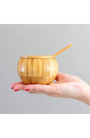 Açucareiro de Bambu com Colher Rústica