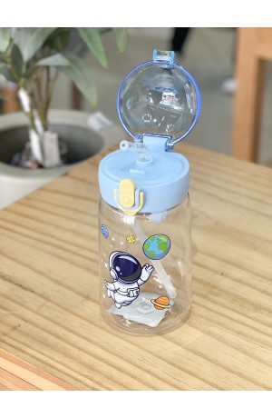 Garrafa Astronauta Azul Infantil de Plástico - 450ml