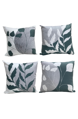 Capa  de Almofada Verde com Cinza Floral Mod -3 / 42cmX42cm