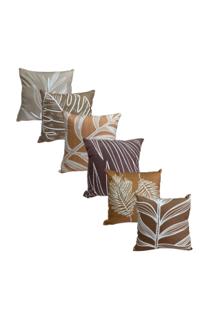 Capa de Almofada Bege Folhagem Mod - 2  42cm X 42cm