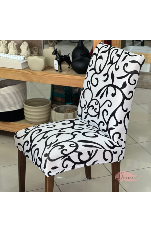 Capa de Cadeira Branca Abstrata Mod. 3 - 40cmX50cm / 45cmX65cm