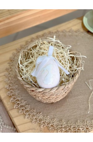 Enfeite Ovo de Páscoa Rosa Bebê 8cm