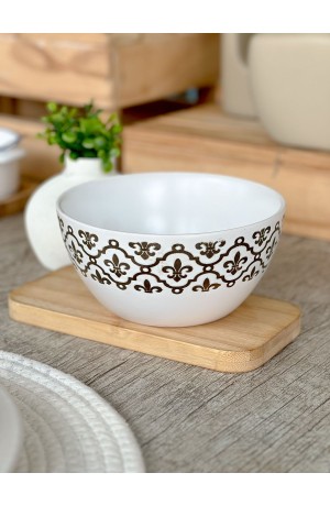 Bowl de Cerâmica Branco Com Detalhe Dourado 500ml - Mod. 3