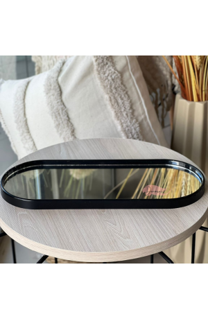 Bandeja Preta Espelhada Oval