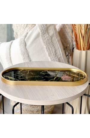 Bandeja Preta de Marmore Oval