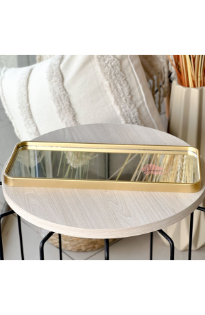 Bandeja Dourada Espelhada Quadrada